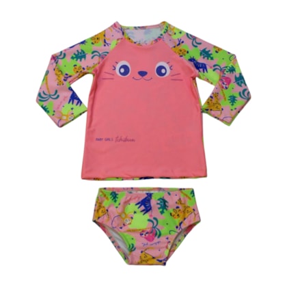 Conjunto Biquini Manga Longa Estampado Bichos 53846 - Kamylus