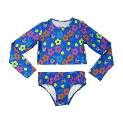 Conjunto Biquini Manga Longa Estampado Flores 57253 - Kamylus