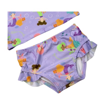 Conjunto Biquini Manga Longa Estampado Sereias 53844 - Kamylus