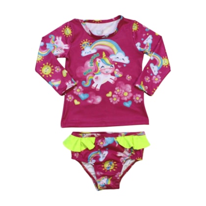 Conjunto Biquini Manga Longa Estampado Unicórnio 12831 - Boca Grande