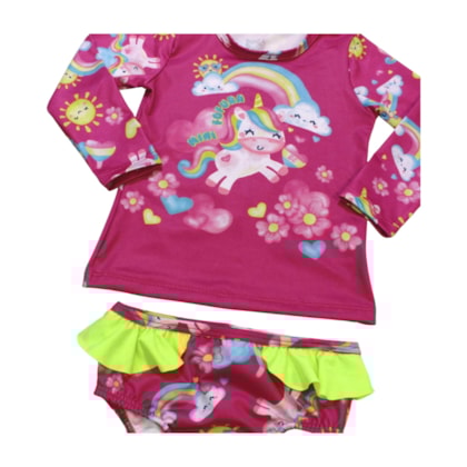 Conjunto Biquini Manga Longa Estampado Unicórnio 12831 - Boca Grande