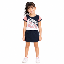 Conjunto Blusa com Tela Estampa Summer e Saia Moletom 13557 - Hrradinhos