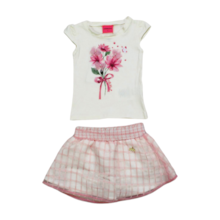 Conjunto Blusa Cotton e Saia em Tule Vichy 67264 - Milli e Nina