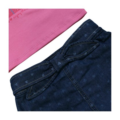 Conjunto Blusa Cotton e Short-Saia Jeans 3740 - Dila