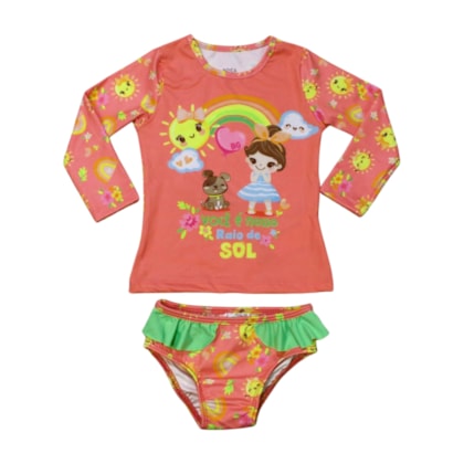 Conjunto Blusa e Biquini Manga Longa Estampa Sol 12846 - Boca Grande