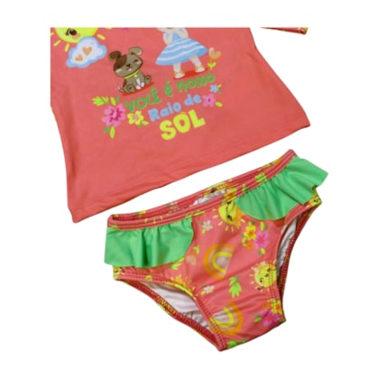 Conjunto Blusa e Biquini Manga Longa Estampa Sol 12846 - Boca Grande