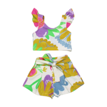 Conjunto Blusa e Shorts com Cinto em Cotton 3139 - Fakini