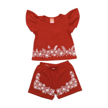 Conjunto Blusa e Shorts Estampa Flores 17535 - Teddy  