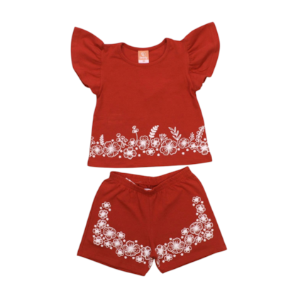 Conjunto Blusa e Shorts Estampa Flores 17535 - Teddy  