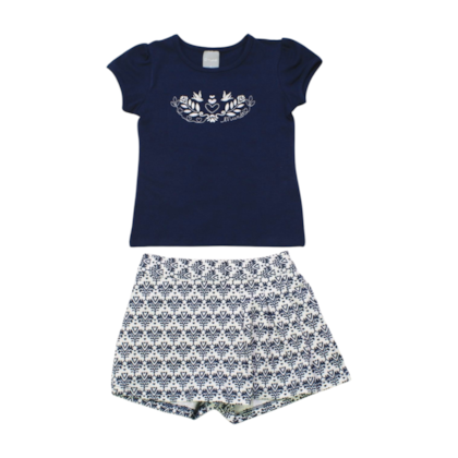 Conjunto Blusa e Shorts  Saia Estampado 26257 - Brandili Mundi 