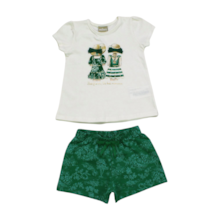 Conjunto Blusa em Cotton e Shorts Moletinho Meninas 15336 - Milon