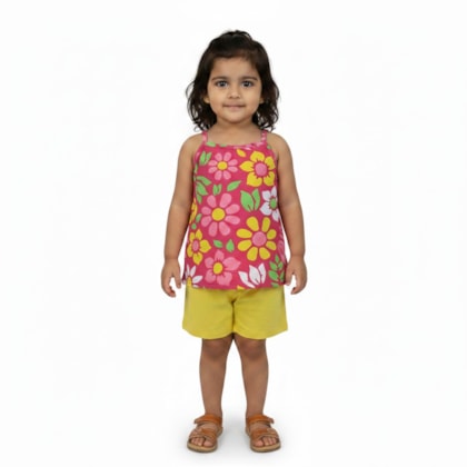 Conjunto Blusa Estampa Flores e Shorts 1001812 - Kyly