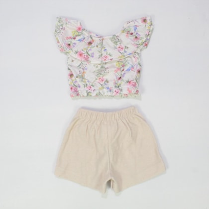 Conjunto Blusa Jacquard Floral e Shorts Moletom 2500031 - Kiki Xodó