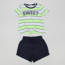 Conjunto Blusa Listrada e Shorts Moletom 38486 - Alakazoo