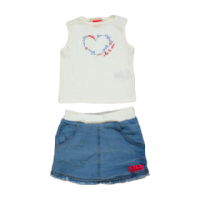 Conjunto Blusa Regata e Saia Jeans com Short Interno 67271 - Milli e Nina