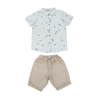 Conjunto Camisa Estampada e Bermuda Sarja 39743 - Alakazoo