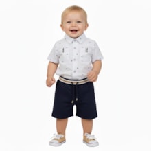 Conjunto Camisa Tecido Estampada e Bermuda Sarja 2001894 - Milon