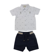 Conjunto Camisa Tecido Estampada e Bermuda Sarja 2001894 - Milon