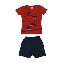 Conjunto Camiseta e Bermuda Moletinho Dino 62670 - Marlan