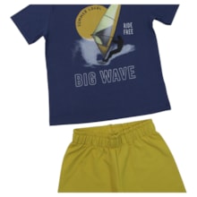 Conjunto Camiseta Estampa Big Wave e Bermuda Moletinho 1001887 - Kyly