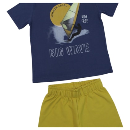 Conjunto Camiseta Estampa Big Wave e Bermuda Moletinho 1001887 - Kyly