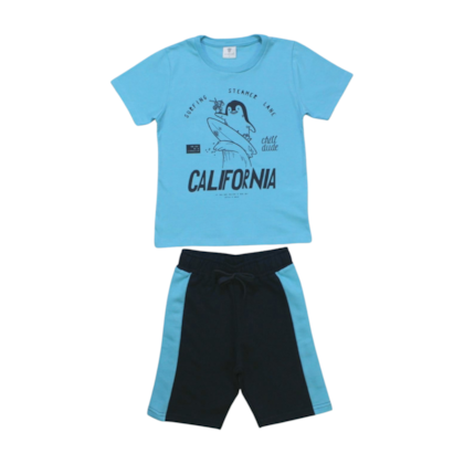 Conjunto Camiseta Estampa California e Bermuda Moletinho 6869 - By Gus      