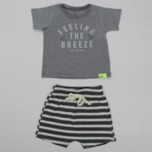 Conjunto Camiseta Estampa Feeling e Bermuda Listrada 173249 - Colorittá