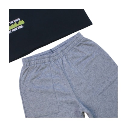 Conjunto Camiseta Estampa Fone e Bermuda Linho 24276 - Rollu