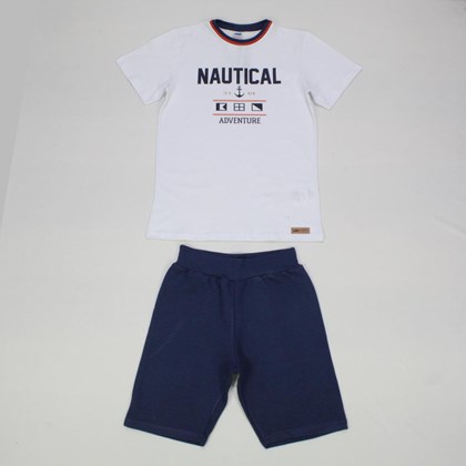 Conjunto Camiseta Estampa Nautical e Bermuda Moletom 44850 - Marlan