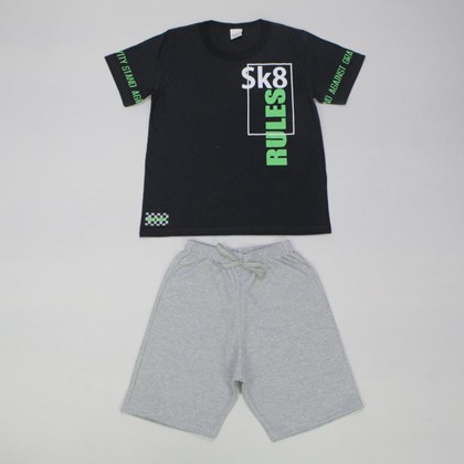 Conjunto Camiseta Estampa SK8 e Bermuda Moletinho 1571 - Sport Sul