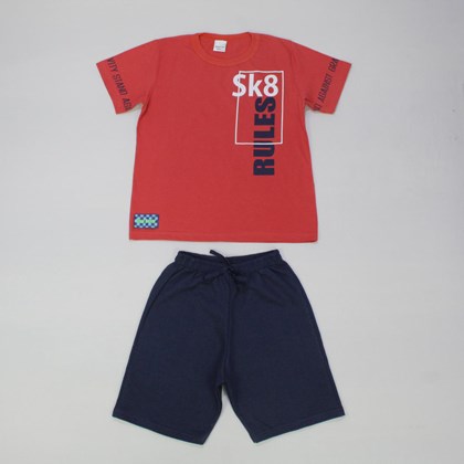 Conjunto Camiseta Estampa SK8 e Bermuda Moletinho 1571 - Sport Sul