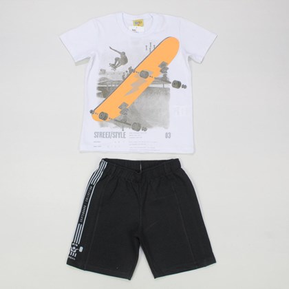 Conjunto Camiseta Estampa Skate e Bermuda Moletinho 15266-3 - Rolú