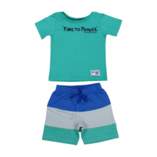 Conjunto Camiseta Estampa Travell e Bermuda Moletinho 6308 - By Gus 