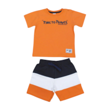 Conjunto Camiseta Estampa Travell e Bermuda Moletinho 6308 - By Gus 