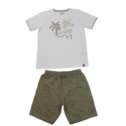 Conjunto Camiseta Estampa Vocation e Bermuda Moletinho A0554 - Alakazoo