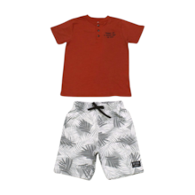 Conjunto Camiseta Flamê Botões e Bermuda Moletinho 6382 - By Gus 