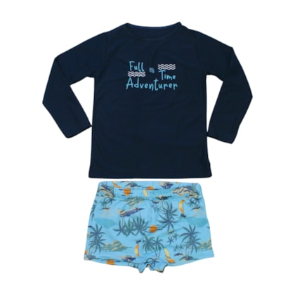Conjunto Camiseta Térmica e Sunga Boxer Estampado Adventure 46843 - Boca Grande