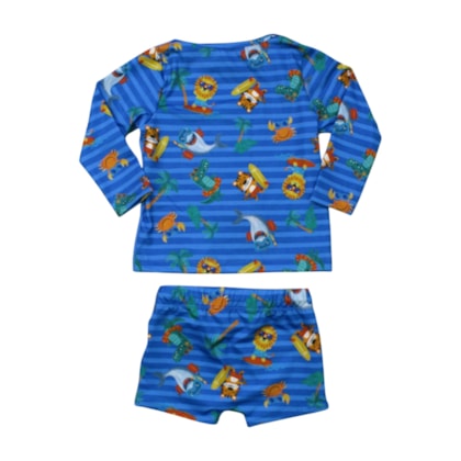 Conjunto Camiseta Térmica e Sunga Boxer Estampado Bichos  14681 - Boca Grande