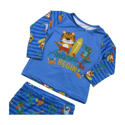 Conjunto Camiseta Térmica e Sunga Boxer Estampado Bichos  14681 - Boca Grande   