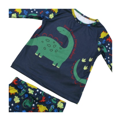 Conjunto Camiseta Térmica e Sunga Boxer Estampado Dinossauros 14681 - Boca Grande