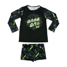 Conjunto Camiseta Térmica e Sunga Boxer Estampado Gamer 46844 - Boca Grande