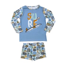 Conjunto Camiseta Térmica e Sunga Boxer Estampado Surf 46844 - Boca Grande