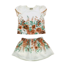 Conjunto Cropped e Saia Estampa Flores 15356 - Milon