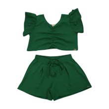Conjunto Cropped e Shorts em Tecido Flow 69546 - Milli e Nina