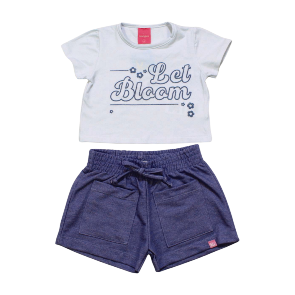 Conjunto Cropped e Shorts Moletinho com Bolso 56942 - Kamylus