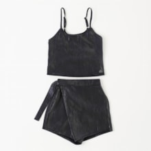 Conjunto Feminino Blusa Alça Shorts Saia Tecido - 2598 - itgirl  