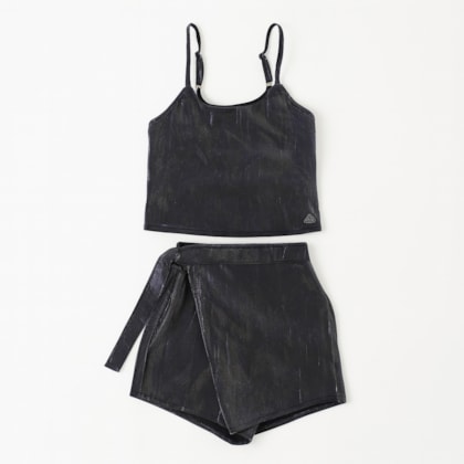 Conjunto Feminino Blusa Alça Shorts Saia Tecido - 2598 - itgirl  