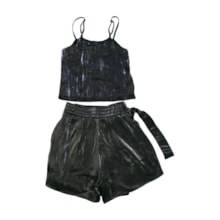 Conjunto Feminino Blusa Alça Shorts Saia Tecido - 2598 - itgirl  