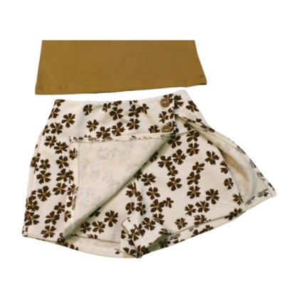 Conjunto Feminino Blusa Aplique Bordado Borboleta e Shorts Saia 26621 - Brandili 