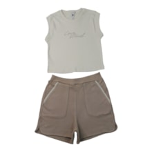 Conjunto Feminino Blusa Aplique Love Strass e Shorts 23601 - Angerô